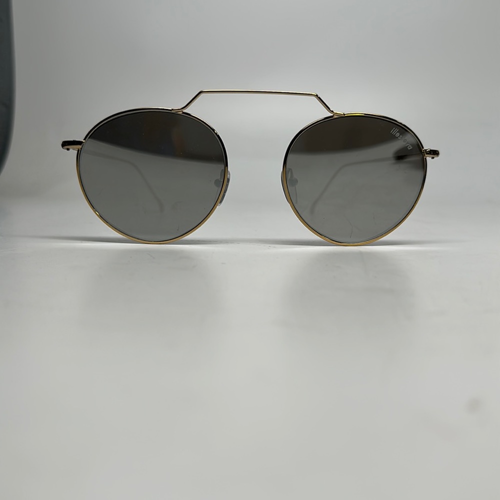 Illesteva Gold Frame Round Sunglasses with Gray Lenses